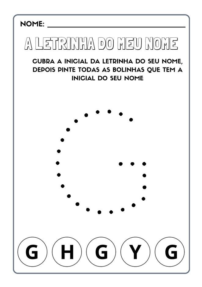 Atividades com a letra inicial do nome para imprimir