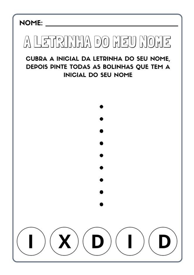 Atividades com a letra inicial do nome para imprimir