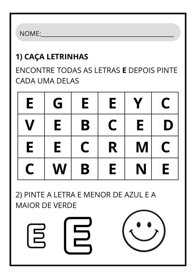 Atividades letra E para imprimir