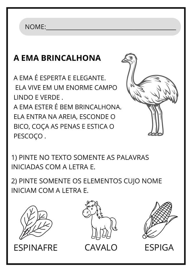 Atividades letra E para imprimir