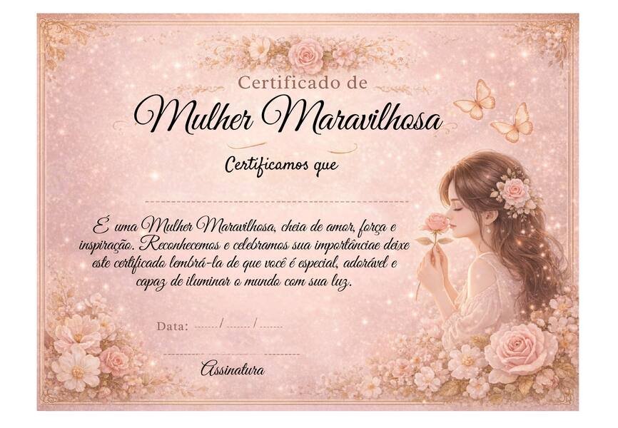 Certificado dia da mulher para imprimir