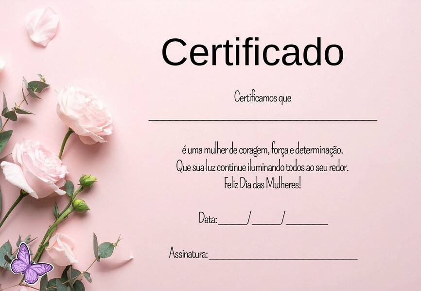 Certificado dia da mulher para imprimir
