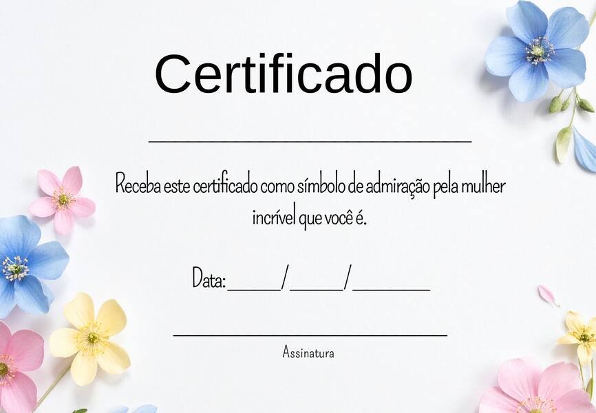 Certificado dia da mulher para imprimir