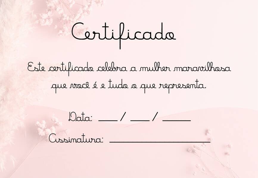 Certificado dia da mulher para imprimir