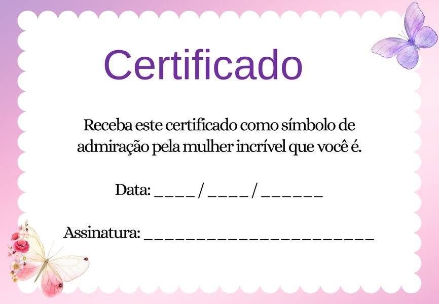 Certificado dia da mulher para imprimir