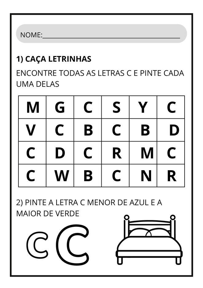 Atividades letra c para imprimir