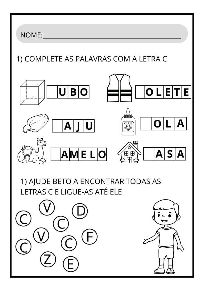 Atividades letra c para imprimir