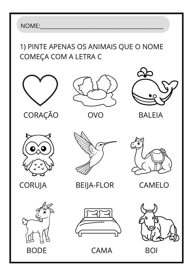 Atividades letra c para imprimir