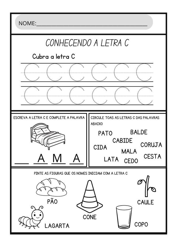 Atividades letra c para imprimir