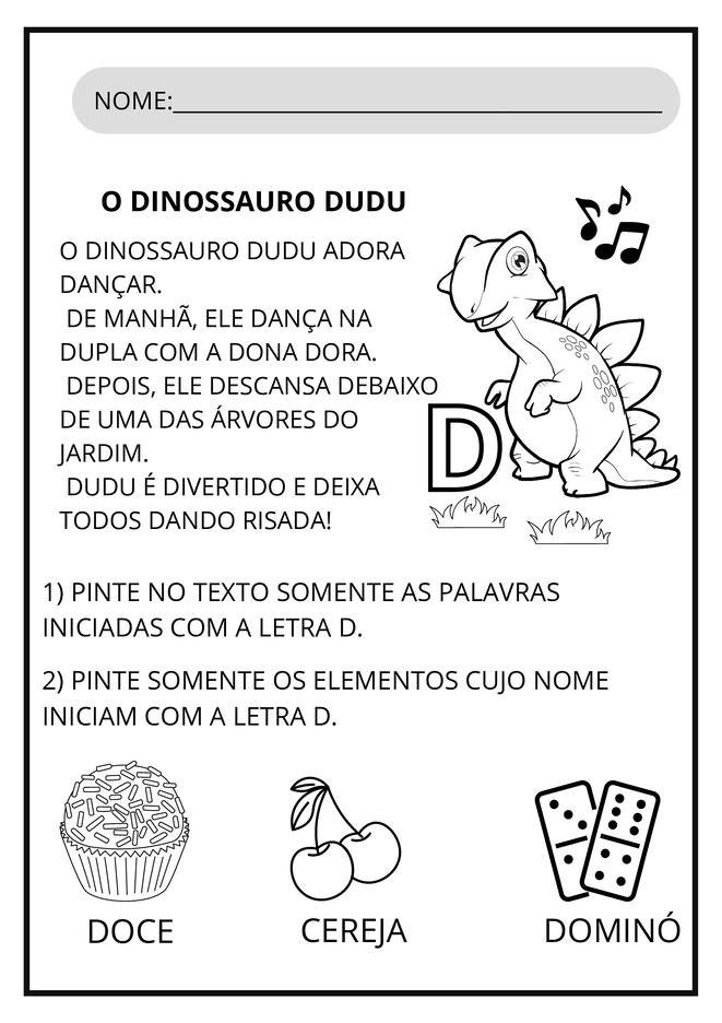atividades letra D para imprimir