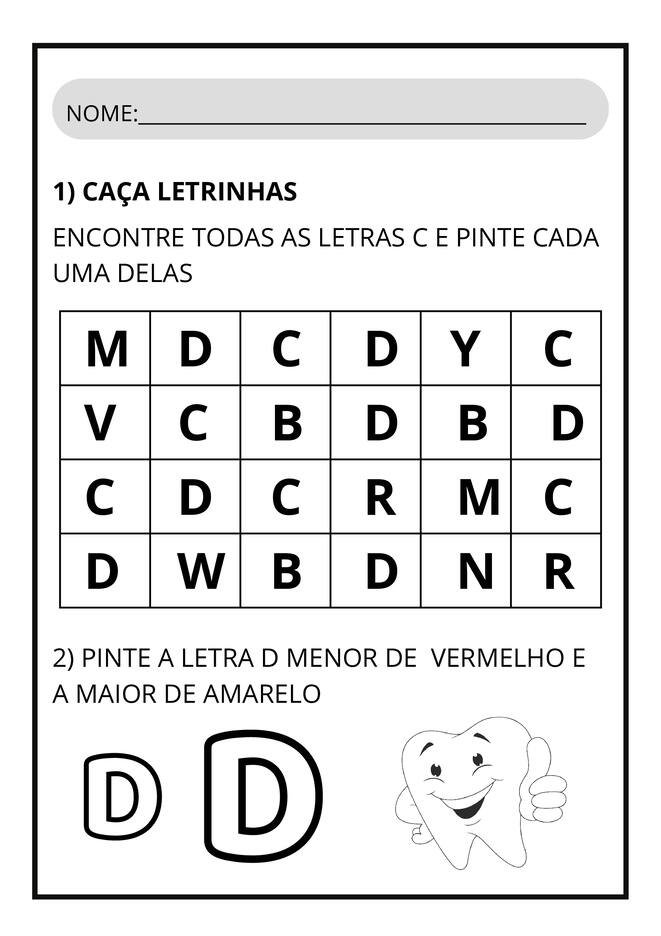 atividades letra D para imprimir