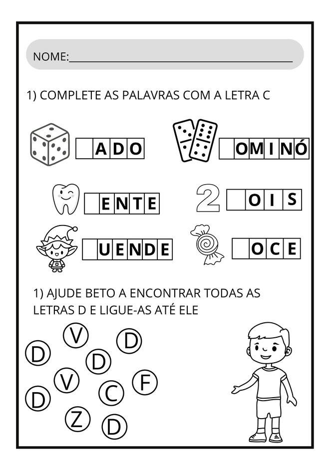 atividades letra D para imprimir