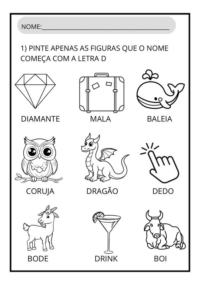 atividades letra D para imprimir