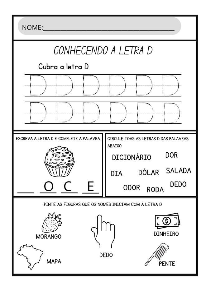 atividades letra D para imprimir