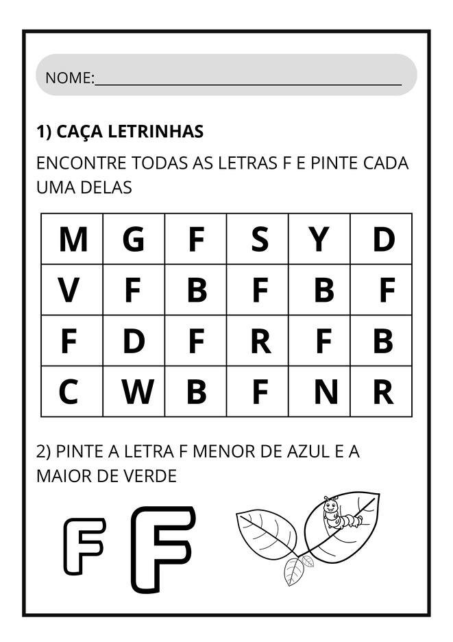 atividades letra F para imprimir
