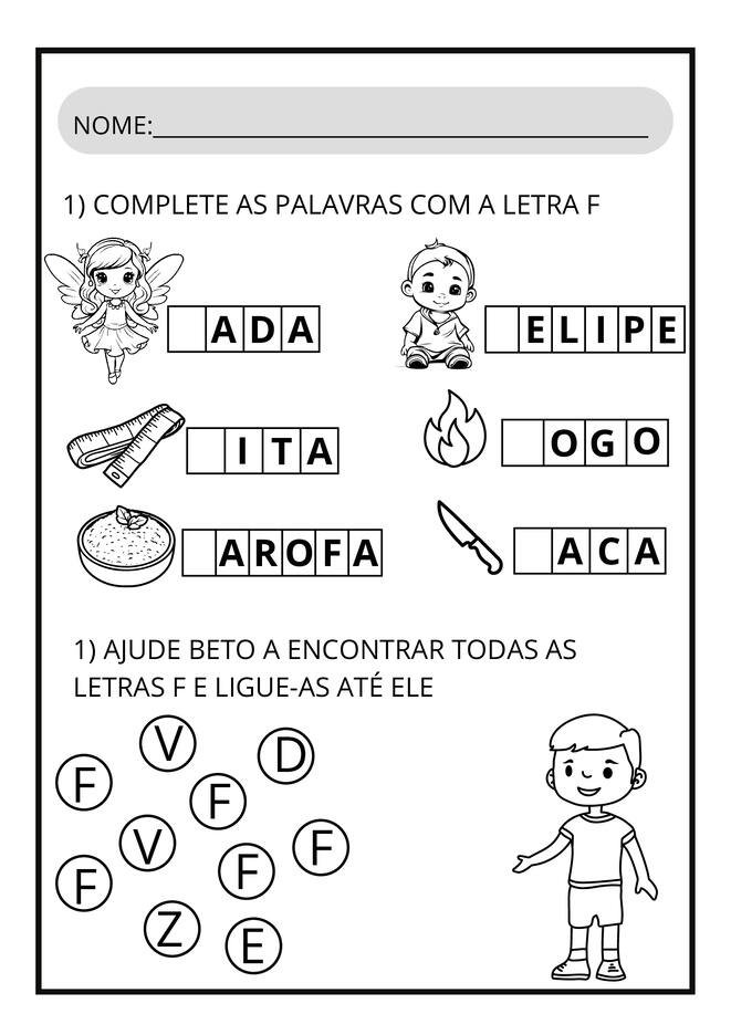 atividades letra F para imprimir