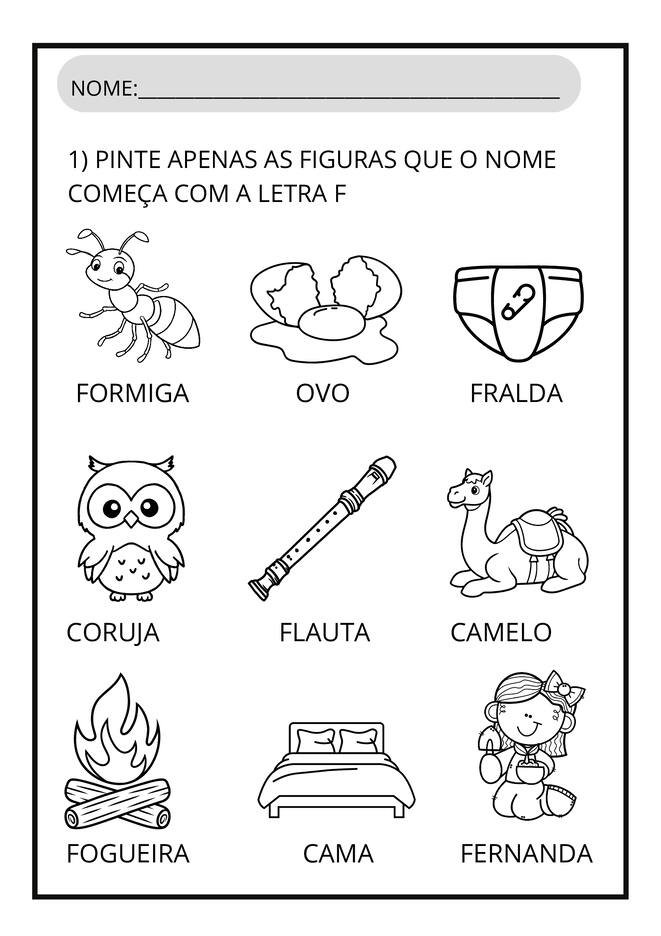 atividades letra F para imprimir