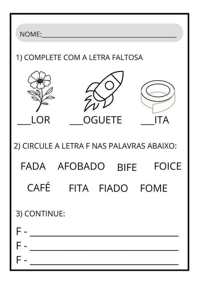 atividades letra F para imprimir