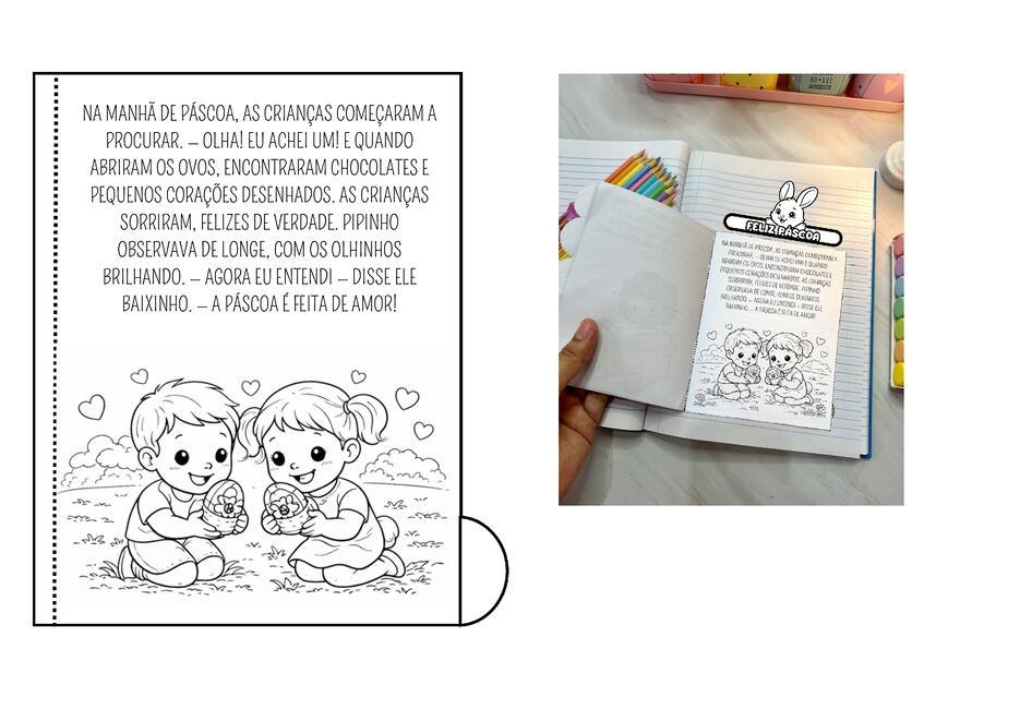livrinho com história de páscoa para colorir