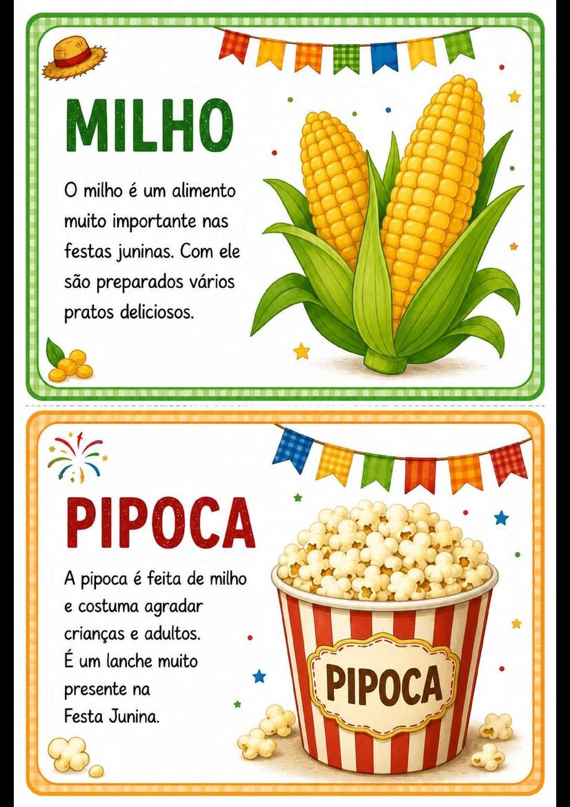 Textinhos Ilustrados sobre os Elementos da Festa Junina