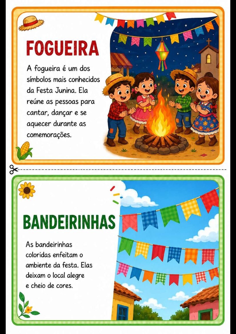 Textinhos Ilustrados sobre os Elementos da Festa Junina