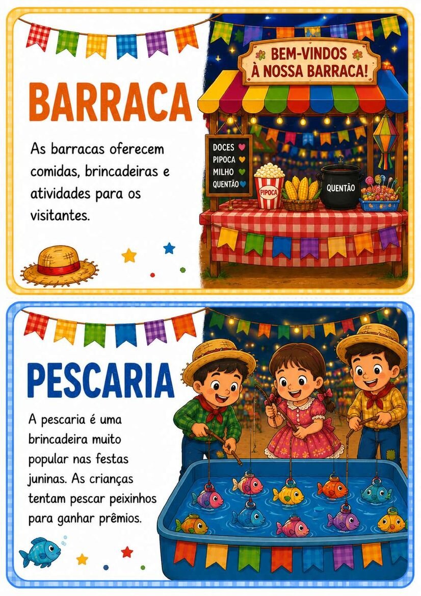 Textinhos Ilustrados sobre os Elementos da Festa Junina