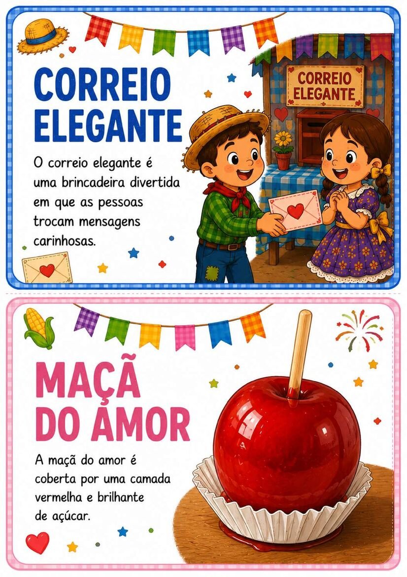 Textinhos Ilustrados sobre os Elementos da Festa Junina