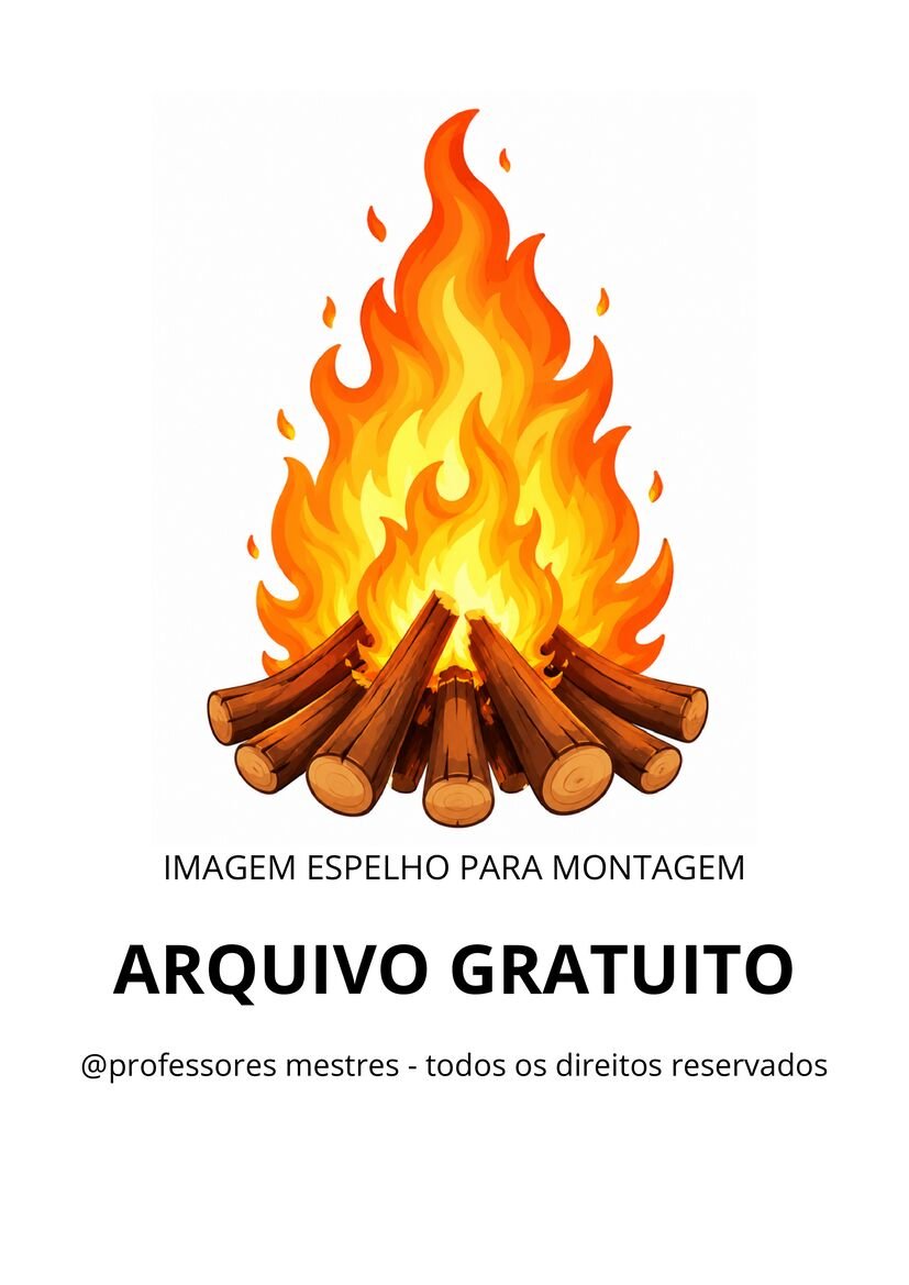 Fogueira Junina tamanho grande para imprimir