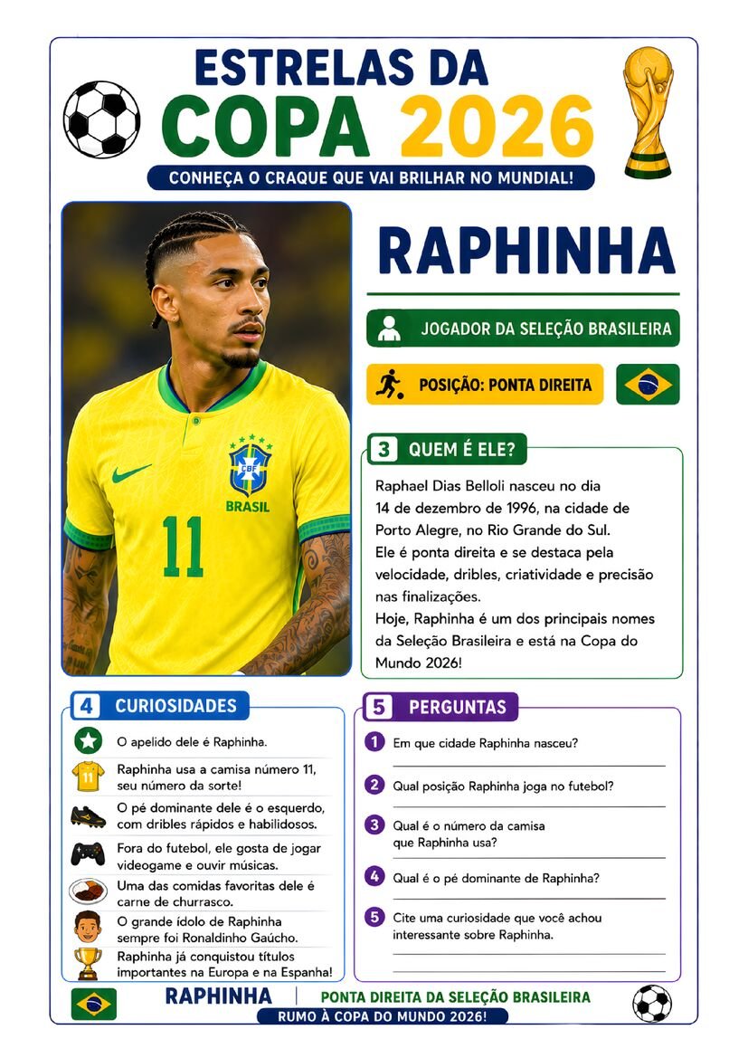 Atividade copa do mundo estrelas da copa 2026