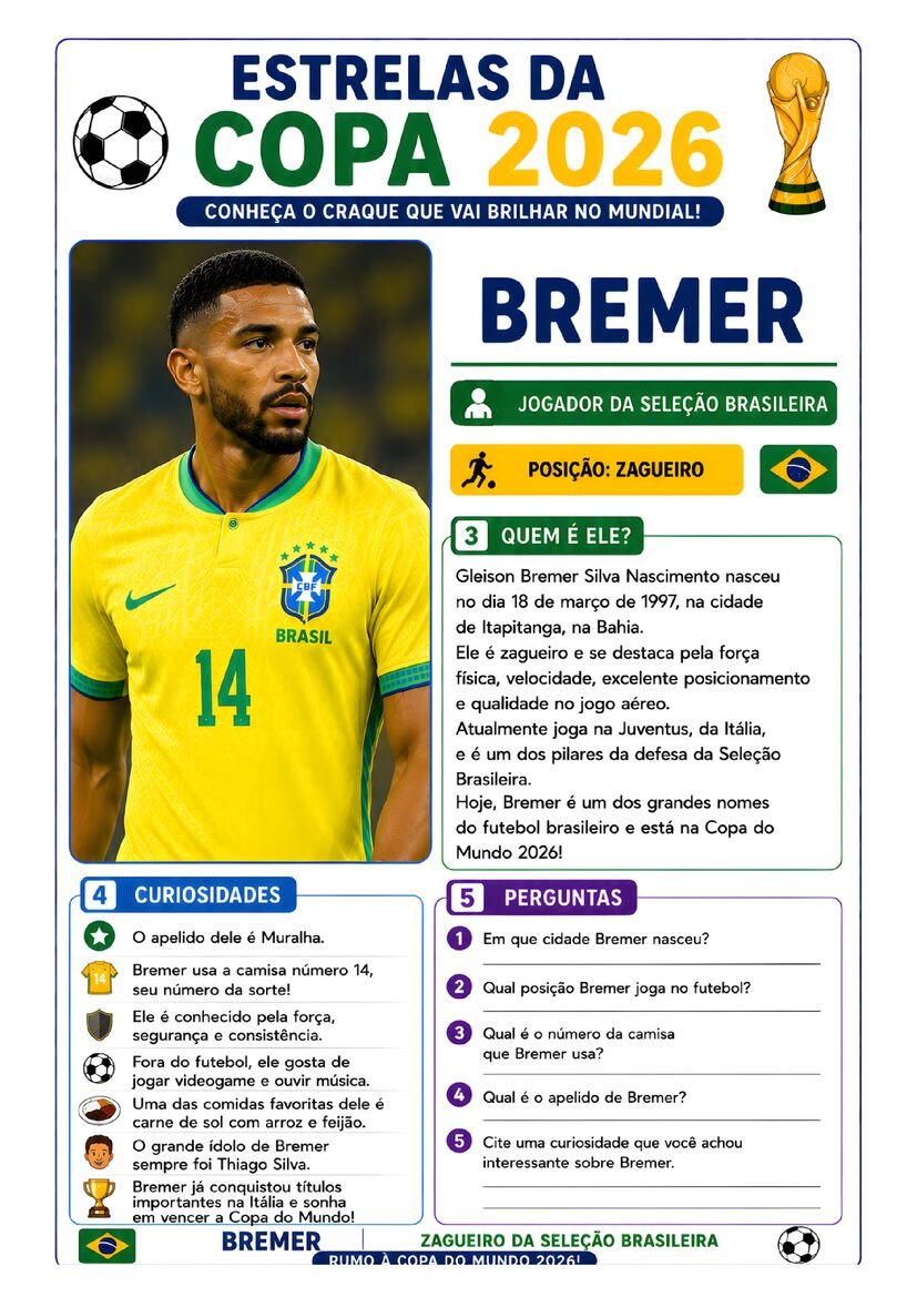 Atividade copa do mundo estrelas da copa 2026