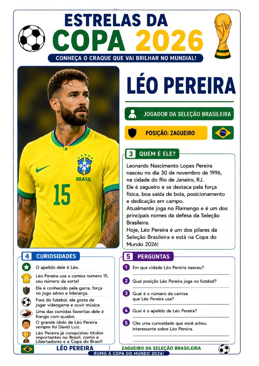Atividade copa do mundo estrelas da copa 2026