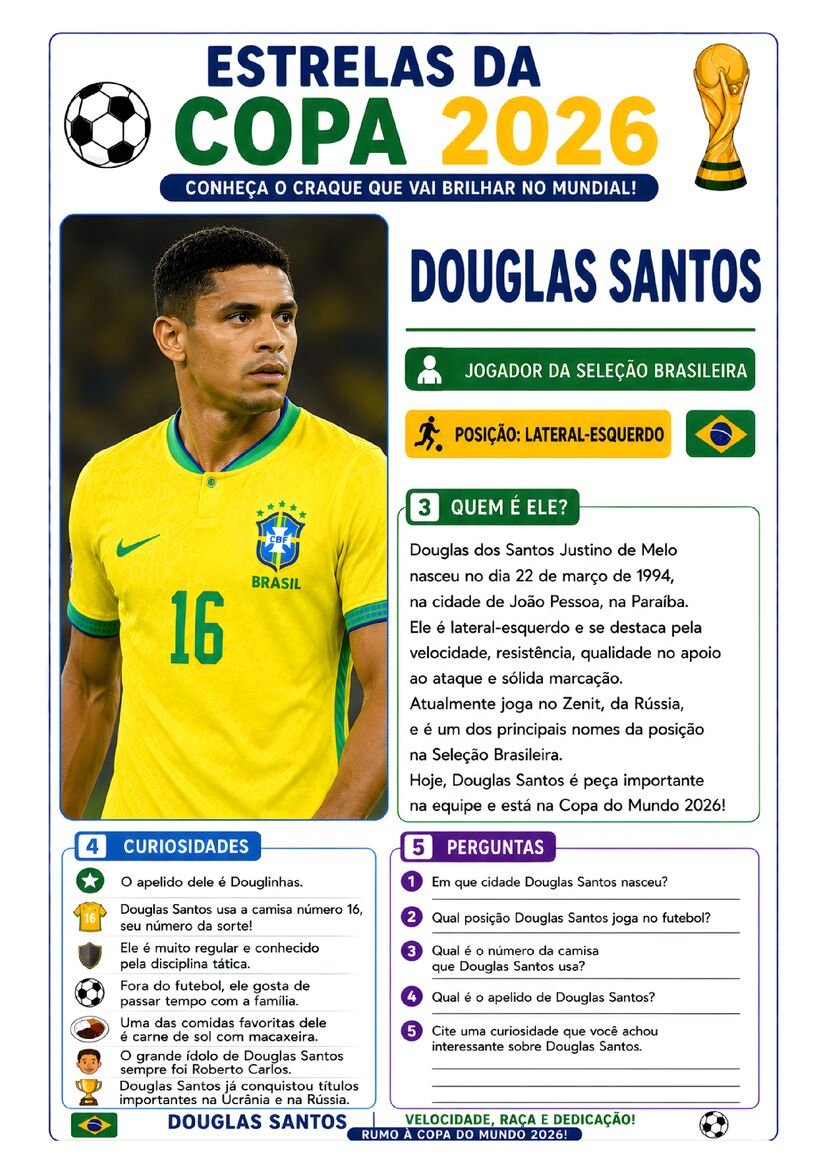 Atividade copa do mundo estrelas da copa 2026