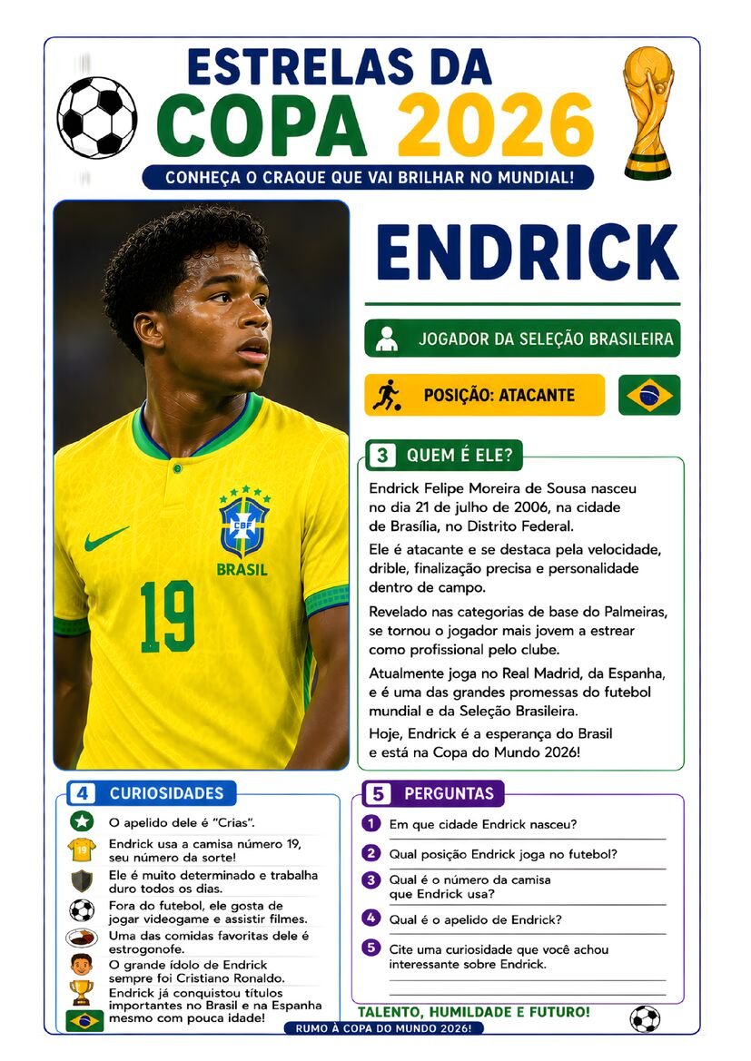 Atividade copa do mundo estrelas da copa 2026