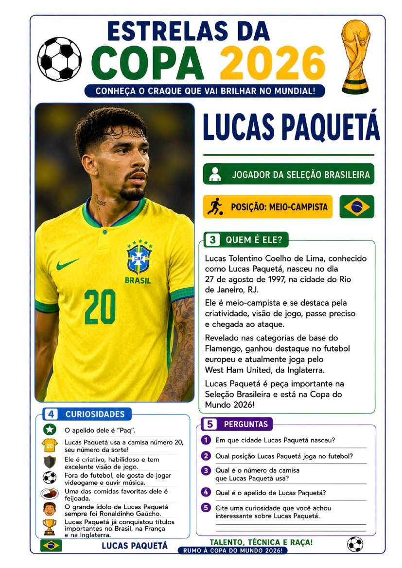 Atividade copa do mundo estrelas da copa 2026