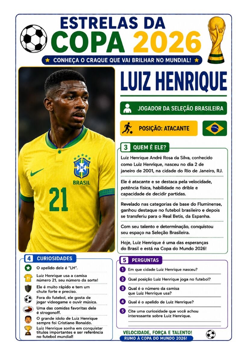 Atividade copa do mundo estrelas da copa 2026