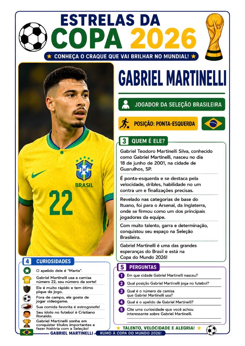 Atividade copa do mundo estrelas da copa 2026