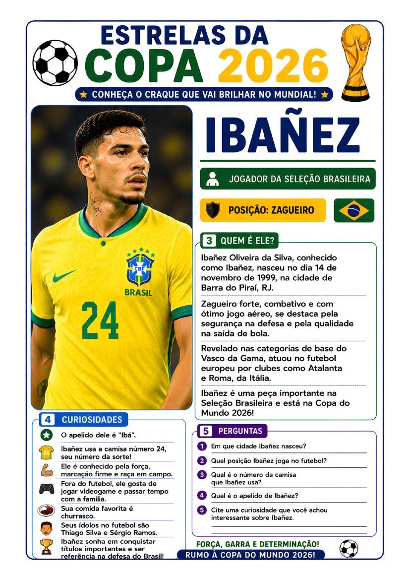 Atividade copa do mundo estrelas da copa 2026