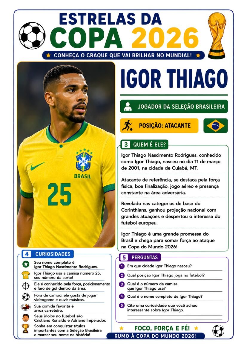 Atividade copa do mundo estrelas da copa 2026