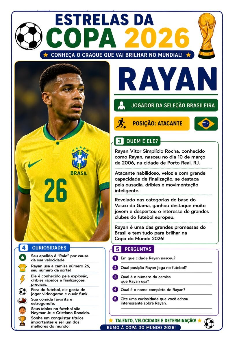 Atividade copa do mundo estrelas da copa 2026