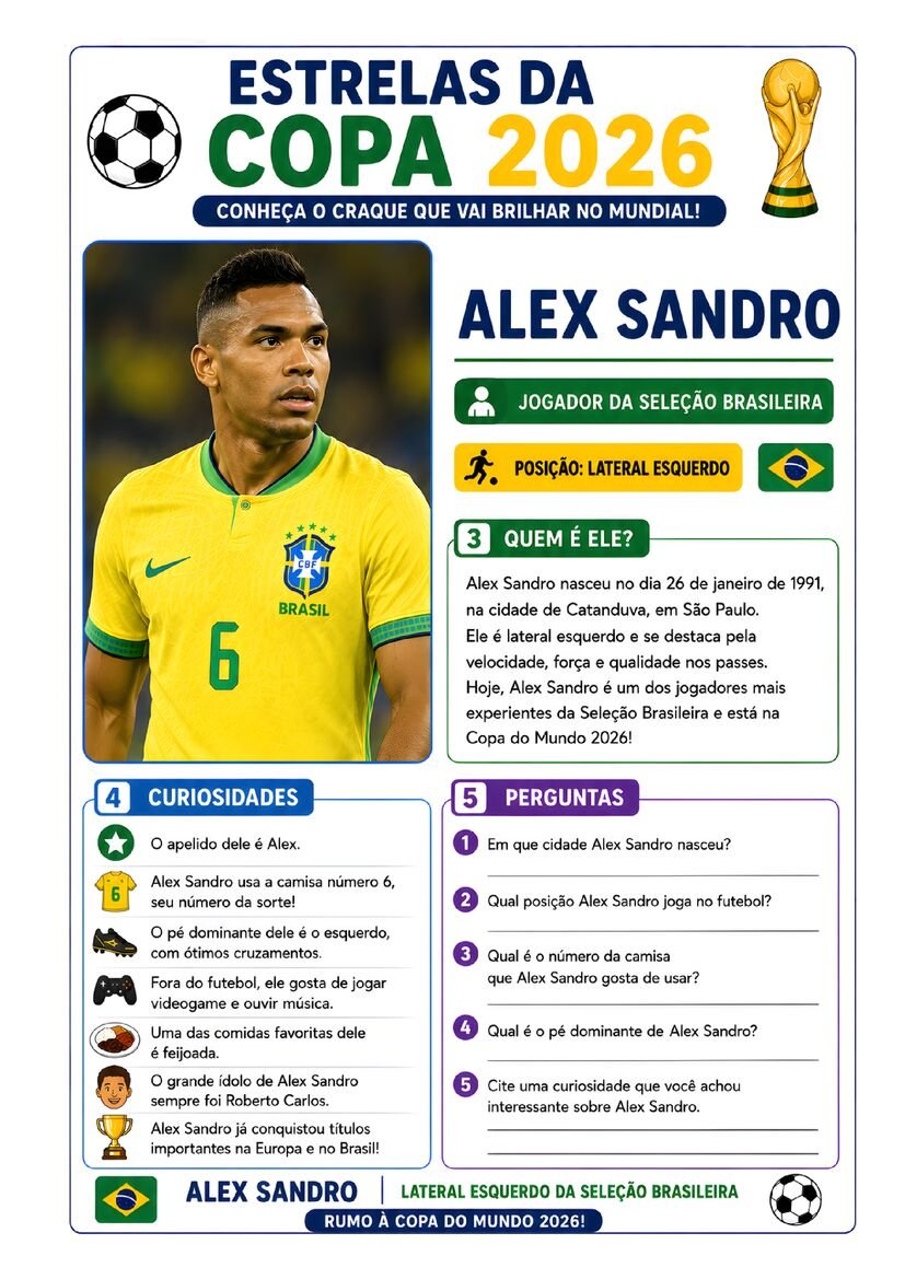 Atividade copa do mundo estrelas da copa 2026