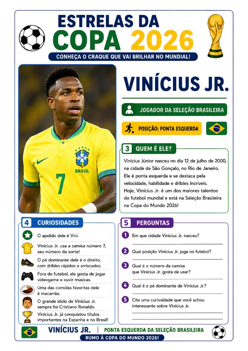 Atividade copa do mundo estrelas da copa 2026
