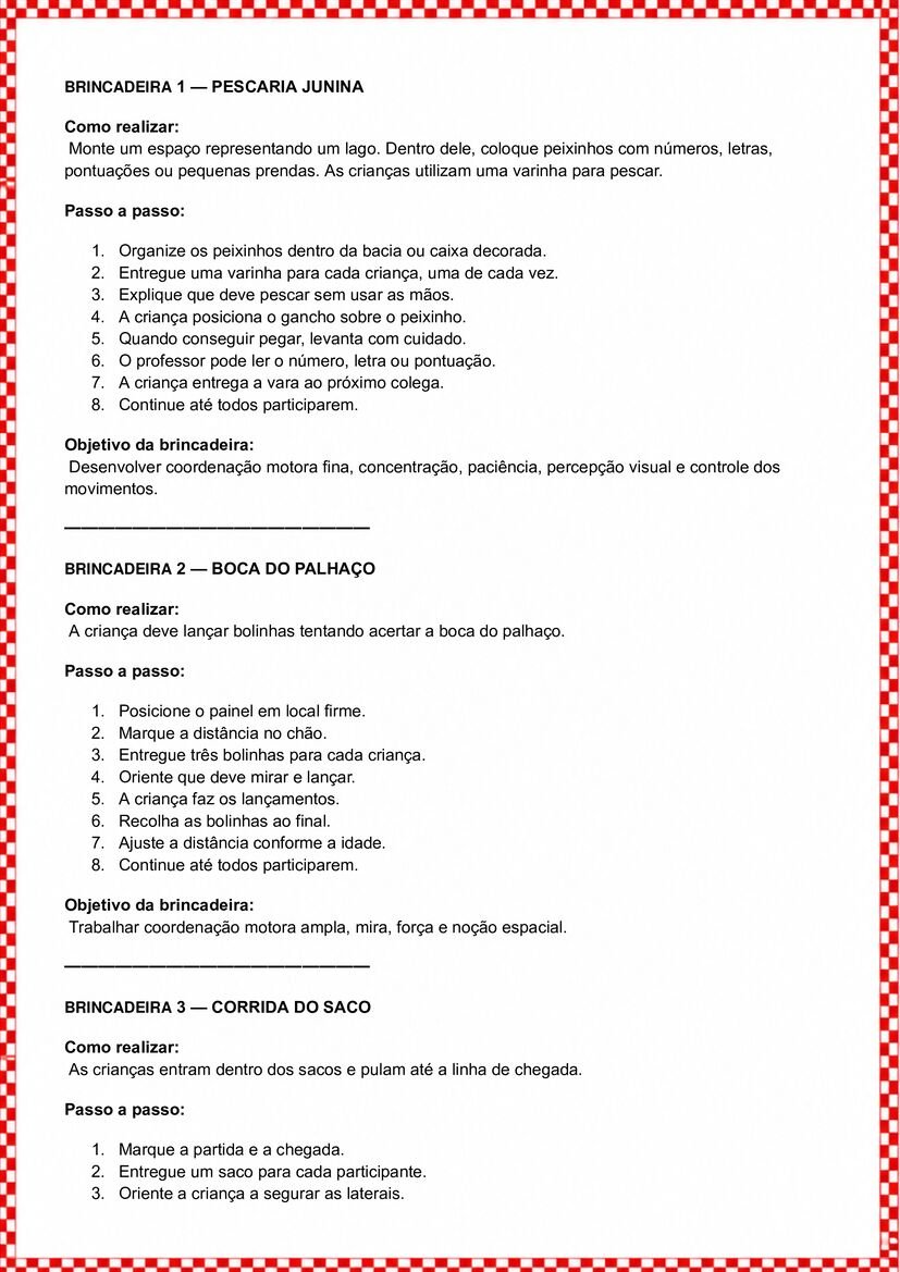 Brincadeiras juninas para trabalhar corpo gesto e movimento
