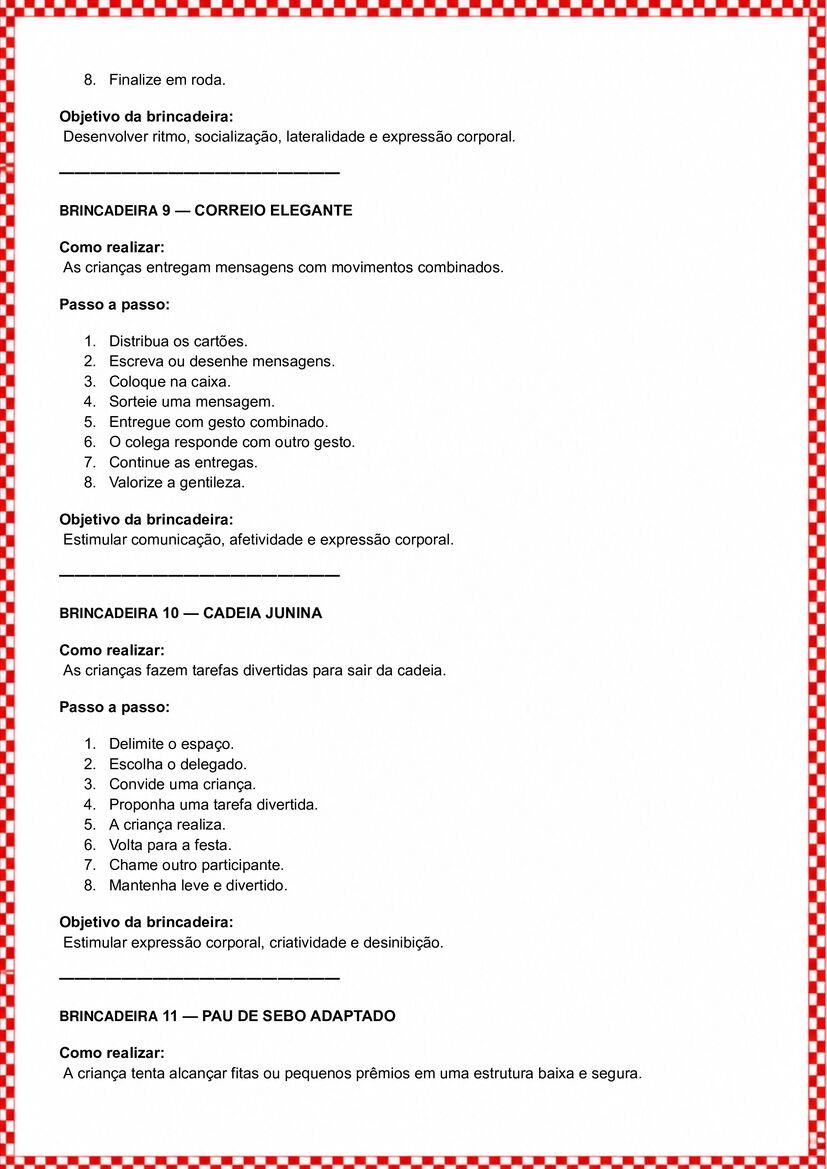 Brincadeiras juninas para trabalhar corpo gesto e movimento