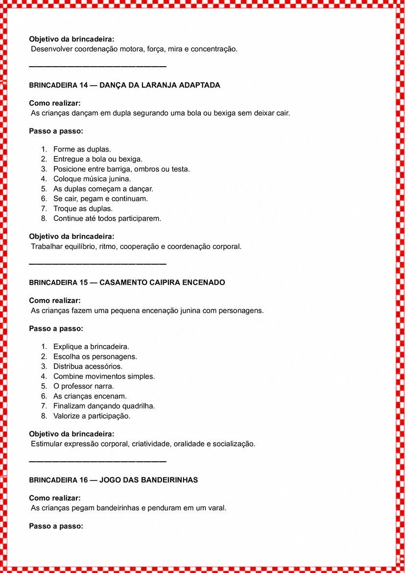 Brincadeiras juninas para trabalhar corpo gesto e movimento