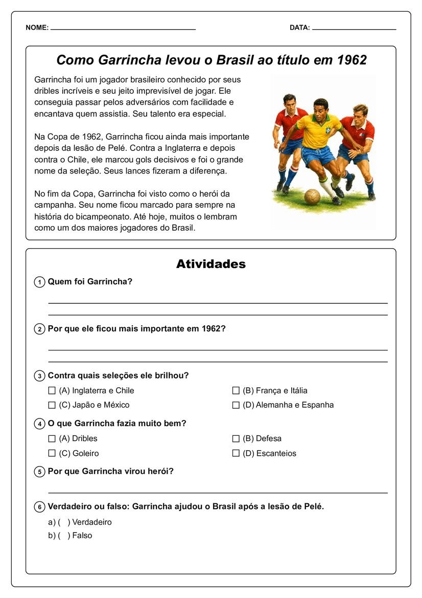 textos sobre copa do mundo com atividades