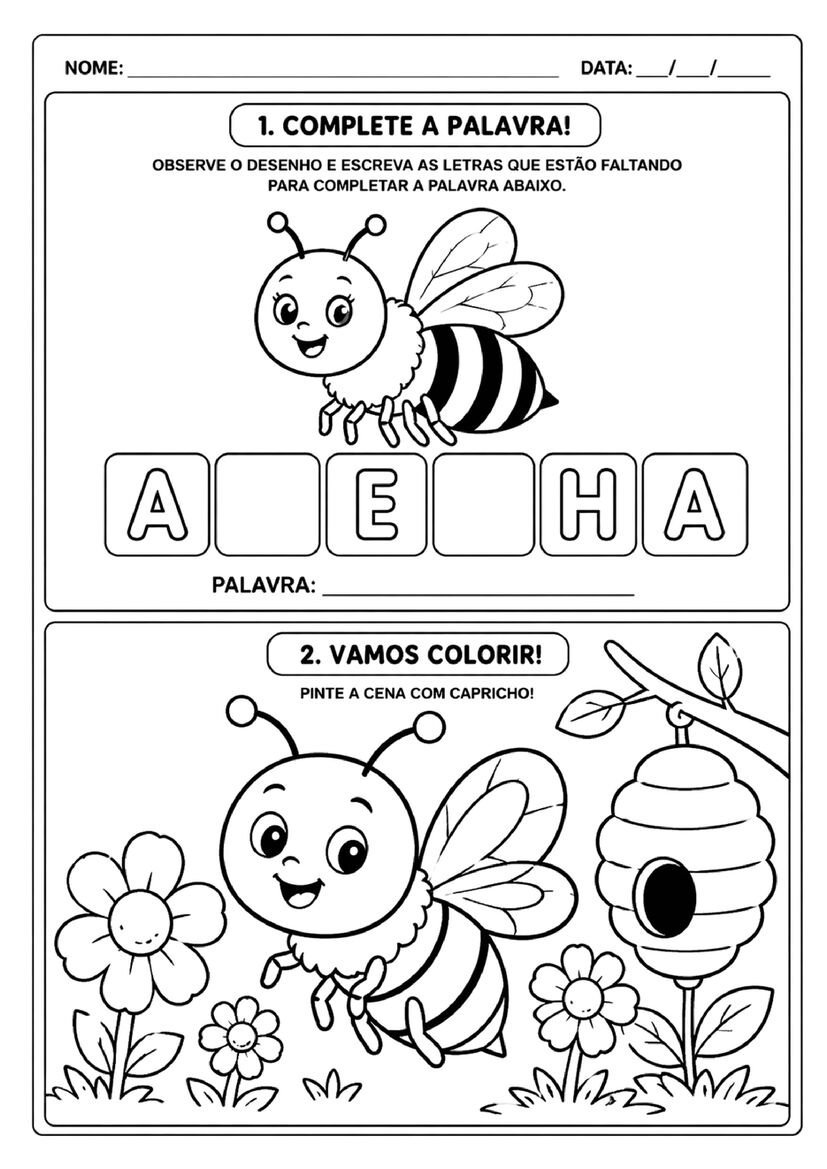 Atividades sobre abelhas para imprimir