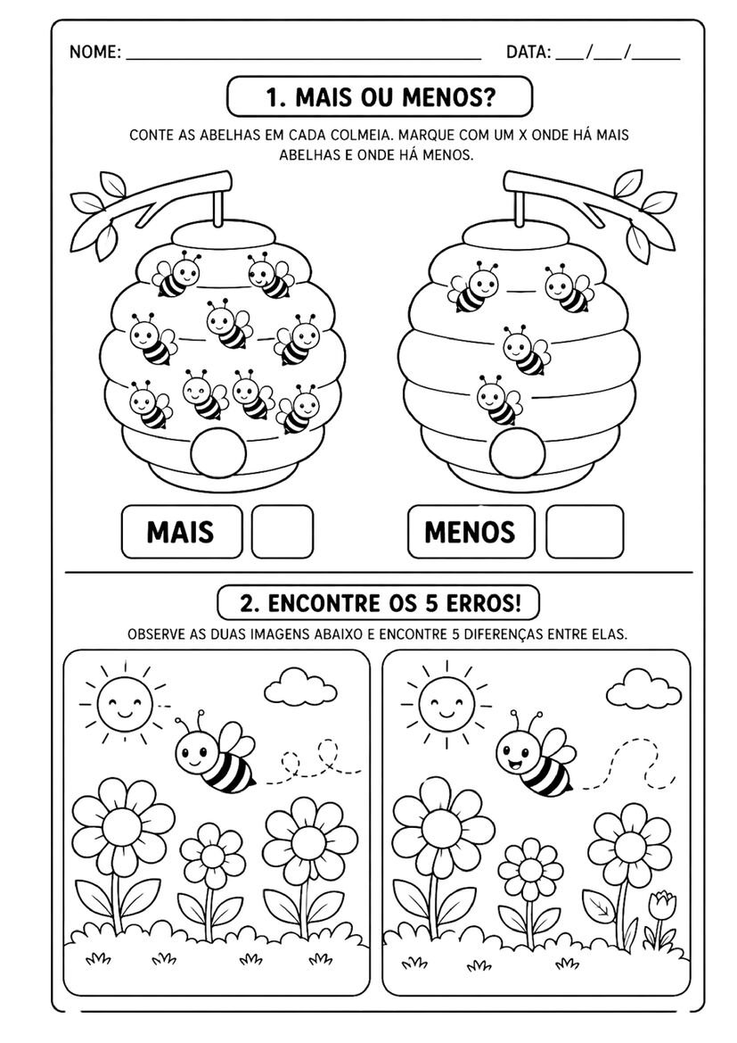 Atividades sobre abelhas para imprimir
