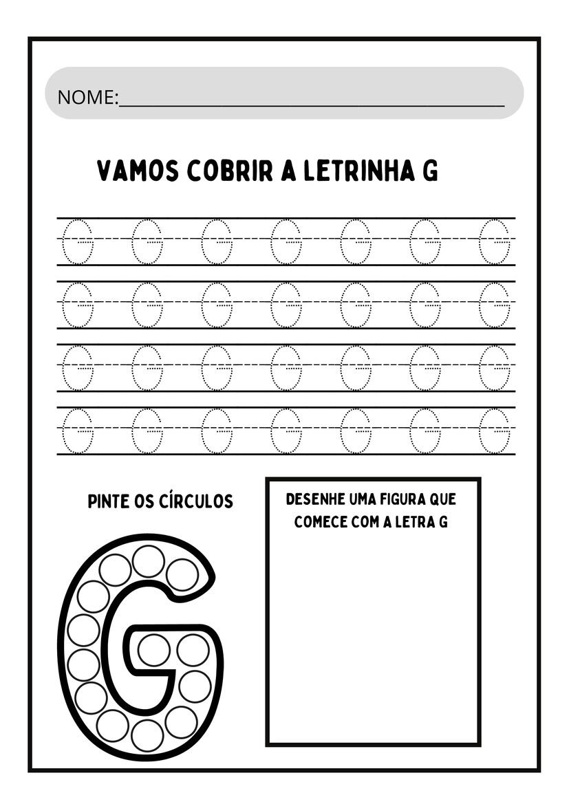 Atividades letra G para imprimir
