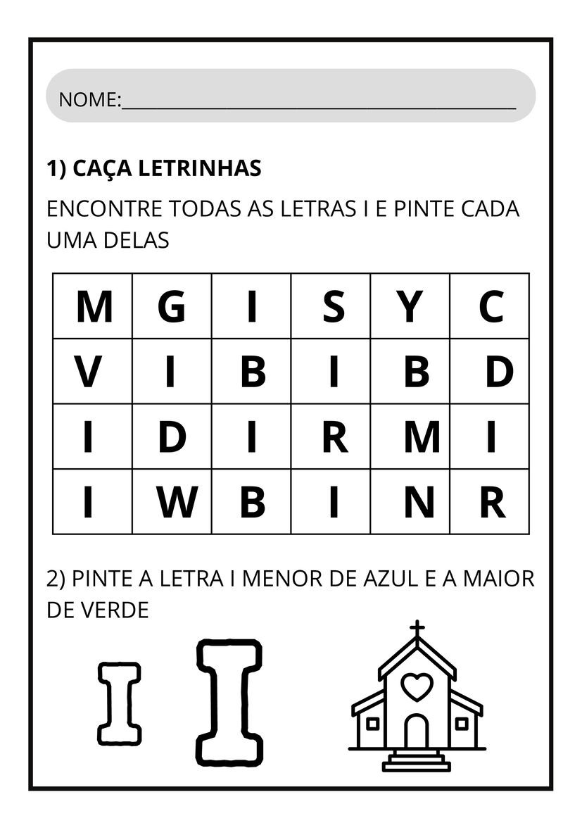 Atividades letra I para imprimir