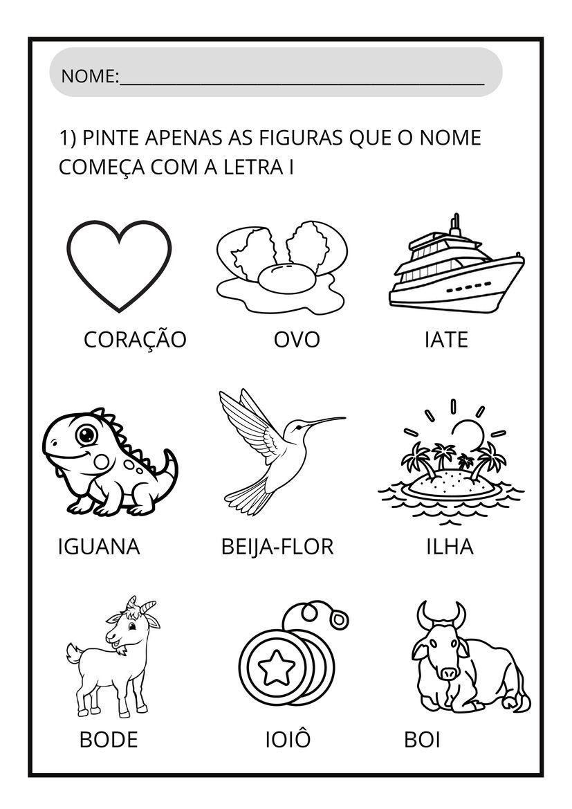 Atividades letra I para imprimir